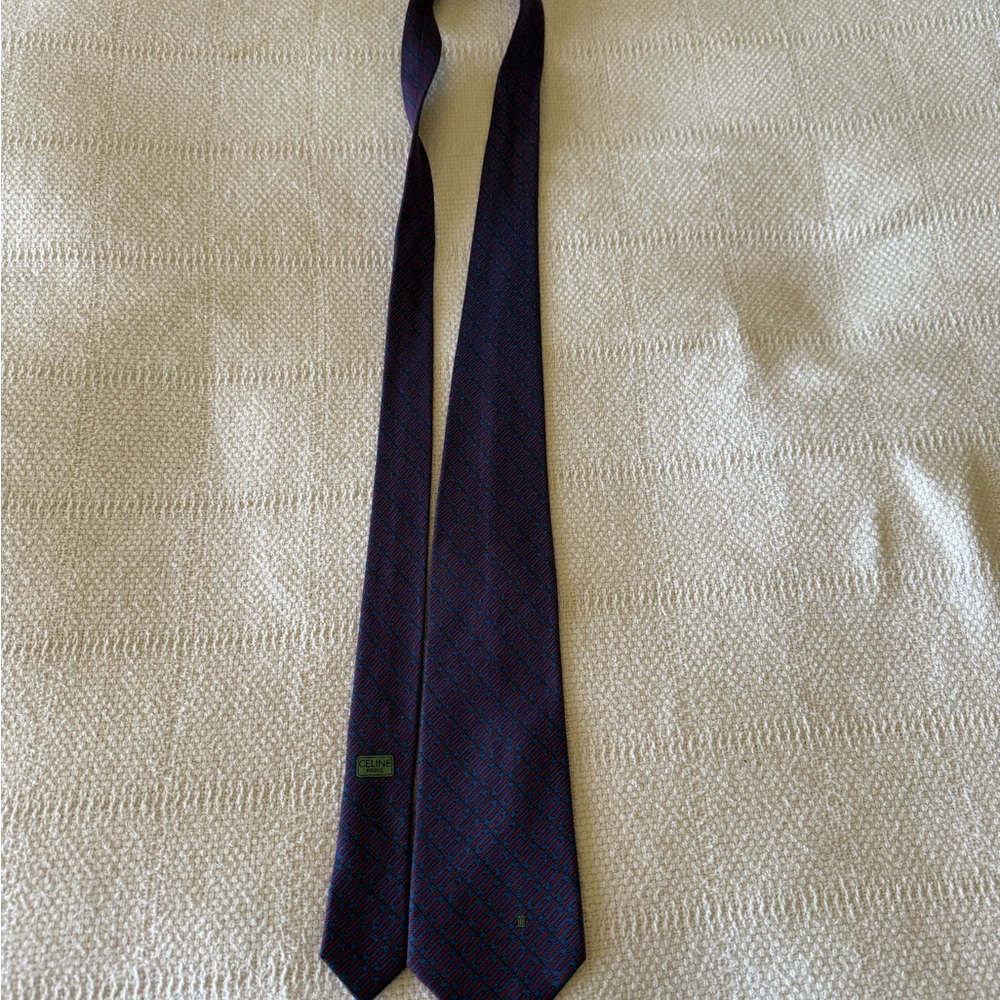 Celine Blue and Red Men's Tie - Picture 2 of 3